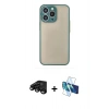 MARSİLYAN™- iPhone 15 Pro Max Kılıf Ahenk Çizgi Serisi - Siyah 3D Antistatik Seramik Nano Ekran Koruyucu + Raze Metal Kamera Lens - SH