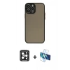 MARSİLYAN™- iPhone 15 Pro Max Kılıf Ahenk Çizgi Serisi - Siyah 3D Antistatik Seramik Nano Ekran Koruyucu + PVD Metal Kamera Lens - SH
