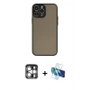 MARSİLYAN™- iPhone 15 Pro Max Kılıf Ahenk Çizgi Serisi - Siyah 3D Antistatik Seramik Nano Ekran Koruyucu + PVD Metal Kamera Lens - GS