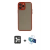 MARSİLYAN™- iPhone 15 Pro Max Kılıf Ahenk Çizgi Serisi - Siyah 3D Antistatik Seramik Nano Ekran Koruyucu + Gri PVD Metal Kamera Lens
