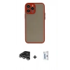 MARSİLYAN™- iPhone 15 Pro Max Kılıf Ahenk Çizgi Serisi - Siyah Bilvis 0.18mm Plus Cam Ekran Koruyucu + Gümüş Raze Metal Kamera Lens