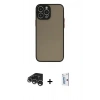 MARSİLYAN™- iPhone 15 Pro Max Kılıf Ahenk Çizgi Serisi - Siyah Bilvis 0.18mm Plus Cam Ekran Koruyucu + Gümüş Raze Metal Kamera Lens