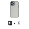 MARSİLYAN™- iPhone 15 Pro Max Kılıf Ahenk Çizgi Serisi - Siyah Bilvis 0.18mm Plus Cam Ekran Koruyucu + PVD Metal Kamera Lens - SH