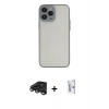 MARSİLYAN™- iPhone 15 Pro Max Kılıf Ahenk Çizgi Serisi - Siyah Bilvis 0.18mm Plus Cam Ekran Koruyucu + Raze Metal Kamera Lens - TMGI