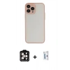 MARSİLYAN™- iPhone 15 Pro Max Kılıf Ahenk Çizgi Serisi - Siyah Bilvis 0.18mm Plus Cam Ekran Koruyucu + Turuncu PVD Metal Kamera Lens