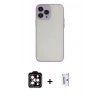 MARSİLYAN™- iPhone 15 Pro Max Kılıf Ahenk Çizgi Serisi - Siyah Bilvis 0.18mm Plus Cam Ekran Koruyucu + Turuncu PVD Metal Kamera Lens