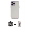 MARSİLYAN™- iPhone 15 Pro Max Kılıf Ahenk Çizgi Serisi - Siyah Bilvis 3D Cam Ekran Koruyucu + PVD Metal Kamera Lens - TU