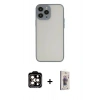 MARSİLYAN™- iPhone 15 Pro Max Kılıf Ahenk Çizgi Serisi - Siyah Bilvis 3D Cam Ekran Koruyucu + PVD Metal Kamera Lens - TU