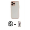 MARSİLYAN™- iPhone 15 Pro Max Kılıf Ahenk Çizgi Serisi - Siyah Bilvis 3D Cam Ekran Koruyucu + PVD Metal Kamera Lens - LT