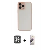 MARSİLYAN™- iPhone 15 Pro Max Kılıf Ahenk Çizgi Serisi - Siyah Bilvis 3D Mat Cam Ekran Koruyucu + PVD Metal Kamera Lens - GI