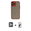 MARSİLYAN™- iPhone 15 Pro Max Kılıf Ahenk Çizgi Serisi - Siyah Bilvis 3D Mat Cam Ekran Koruyucu + PVD Metal Kamera Lens - GI
