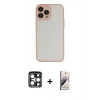 MARSİLYAN™- iPhone 15 Pro Max Kılıf Ahenk Çizgi Serisi - Siyah Bilvis 3D Mat Cam Ekran Koruyucu + PVD Metal Kamera Lens - LT