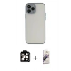 MARSİLYAN™- iPhone 15 Pro Max Kılıf Ahenk Çizgi Serisi - Siyah Bilvis 3D Mat Cam Ekran Koruyucu + PVD Metal Kamera Lens - TU