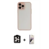 MARSİLYAN™- iPhone 15 Pro Max Kılıf Ahenk Çizgi Serisi - Siyah Bilvis 3D Mat Cam Ekran Koruyucu + PVD Metal Kamera Lens - TU