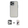 MARSİLYAN™- iPhone 15 Pro Max Kılıf Ahenk Çizgi Serisi - Siyah Bilvis 3D Mat Cam Ekran Koruyucu + PVD Metal Kamera Lens - GS