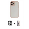 MARSİLYAN™- iPhone 15 Pro Max Kılıf Ahenk Çizgi Serisi - Siyah Bilvis 3D Mat Cam Ekran Koruyucu + PVD Metal Kamera Lens - GS