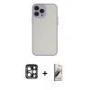 MARSİLYAN™- iPhone 15 Pro Max Kılıf Ahenk Çizgi Serisi - Siyah Bilvis 3D Mat Cam Ekran Koruyucu + PVD Metal Kamera Lens - LT