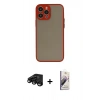 MARSİLYAN™- iPhone 15 Pro Max Kılıf Ahenk Çizgi Serisi - Siyah Bilvis 3D Mat Cam Ekran Koruyucu + Raze Metal Kamera Lens - SH