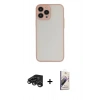 MARSİLYAN™- iPhone 15 Pro Max Kılıf Ahenk Çizgi Serisi - Siyah Bilvis 3D Mat Cam Ekran Koruyucu + Raze Metal Kamera Lens - TMGI