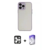 MARSİLYAN™- iPhone 15 Pro Max Kılıf Ahenk Çizgi Serisi - Siyah Bilvis 5in1 3D Magic Cam Ekran Koruyucu + PVD Metal Kamera Lens - GS