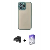 MARSİLYAN™- iPhone 15 Pro Max Kılıf Ahenk Çizgi Serisi - Siyah Bilvis 5in1 3D Magic Cam Ekran Koruyucu + Gümüş Raze Metal Kamera Lens