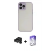 MARSİLYAN™- iPhone 15 Pro Max Kılıf Ahenk Çizgi Serisi - Siyah Bilvis 5in1 3D Magic Cam Ekran Koruyucu + Gümüş Raze Metal Kamera Lens