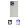 MARSİLYAN™- iPhone 15 Pro Max Kılıf Ahenk Çizgi Serisi - Siyah Bilvis 5in1 3D Magic Cam Ekran Koruyucu + PVD Metal Kamera Lens - GS