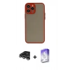 MARSİLYAN™- iPhone 15 Pro Max Kılıf Ahenk Çizgi Serisi - Siyah Bilvis 5in1 3D Magic Cam Ekran Koruyucu + Gümüş Raze Metal Kamera Lens