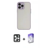 MARSİLYAN™- iPhone 15 Pro Max Kılıf Ahenk Çizgi Serisi - Siyah Bilvis 5in1 3D Magic Cam Ekran Koruyucu + PVD Metal Kamera Lens - LT