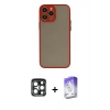 MARSİLYAN™- iPhone 15 Pro Max Kılıf Ahenk Çizgi Serisi - Siyah Bilvis 5in1 3D Magic Cam Ekran Koruyucu + PVD Metal Kamera Lens - LT