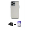 MARSİLYAN™- iPhone 15 Pro Max Kılıf Ahenk Çizgi Serisi - Siyah Bilvis 5in1 3D Magic Cam Ekran Koruyucu + Raze Metal Kamera Lens - TMGI