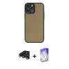 MARSİLYAN™- iPhone 15 Pro Max Kılıf Ahenk Çizgi Serisi - Siyah Bilvis 5in1 3D Magic Cam Ekran Koruyucu + Raze Metal Kamera Lens - LT