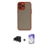 MARSİLYAN™- iPhone 15 Pro Max Kılıf Ahenk Çizgi Serisi - Siyah Bilvis 5in1 3D Magic Cam Ekran Koruyucu + Raze Metal Kamera Lens - SH
