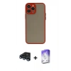 MARSİLYAN™- iPhone 15 Pro Max Kılıf Ahenk Çizgi Serisi - Siyah Bilvis 5in1 3D Magic Cam Ekran Koruyucu + Raze Metal Kamera Lens - LT