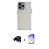 MARSİLYAN™- iPhone 15 Pro Max Kılıf Ahenk Çizgi Serisi - Siyah Bilvis 5in1 3D Magic Cam Ekran Koruyucu + Raze Metal Kamera Lens - SH