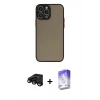 MARSİLYAN™- iPhone 15 Pro Max Kılıf Ahenk Çizgi Serisi - Siyah Bilvis 5in1 3D Magic Cam Ekran Koruyucu + Raze Metal Kamera Lens - SH