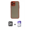 MARSİLYAN™- iPhone 15 Pro Max Kılıf Ahenk Çizgi Serisi - Siyah Bilvis 5in1 3D Magic Cam Ekran Koruyucu + Siyah PVD Metal Kamera Lens