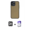 MARSİLYAN™- iPhone 15 Pro Max Kılıf Ahenk Çizgi Serisi - Siyah Bilvis 5in1 3D Magic Cam Ekran Koruyucu + Siyah PVD Metal Kamera Lens