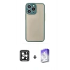 MARSİLYAN™- iPhone 15 Pro Max Kılıf Ahenk Çizgi Serisi - Siyah Bilvis 5in1 3D Magic Cam Ekran Koruyucu + Siyah PVD Metal Kamera Lens