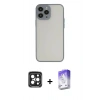 MARSİLYAN™- iPhone 15 Pro Max Kılıf Ahenk Çizgi Serisi - Siyah Bilvis 5in1 3D Magic Cam Ekran Koruyucu + Siyah PVD Metal Kamera Lens