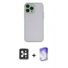 MARSİLYAN™- iPhone 15 Pro Max Kılıf Ahenk Çizgi Serisi - Siyah Bilvis 5in1 3D Magic Cam Ekran Koruyucu + Siyah PVD Metal Kamera Lens
