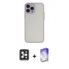 MARSİLYAN™- iPhone 15 Pro Max Kılıf Ahenk Çizgi Serisi - Siyah Bilvis 5in1 3D Magic Cam Ekran Koruyucu + Siyah PVD Metal Kamera Lens