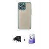 MARSİLYAN™- iPhone 15 Pro Max Kılıf Ahenk Çizgi Serisi - Siyah Bilvis 5in1 5D Magic Hayalet Cam Ekran Koruyucu + Raze Metal Kamera Lens - LT