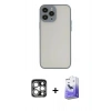 MARSİLYAN™- iPhone 15 Pro Max Kılıf Ahenk Çizgi Serisi - Siyah Bilvis 5in1 5D Magic Hayalet Cam Ekran Koruyucu + PVD Metal Kamera Lens - GS