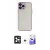 MARSİLYAN™- iPhone 15 Pro Max Kılıf Ahenk Çizgi Serisi - Siyah Bilvis 5in1 5D Magic Hayalet Cam Ekran Koruyucu + PVD Metal Kamera Lens - SH