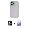 MARSİLYAN™- iPhone 15 Pro Max Kılıf Ahenk Çizgi Serisi - Siyah Bilvis 5in1 5D Magic Hayalet Cam Ekran Koruyucu + PVD Metal Kamera Lens - TU