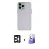MARSİLYAN™- iPhone 15 Pro Max Kılıf Ahenk Çizgi Serisi - Siyah Bilvis 5in1 5D Magic Hayalet Cam Ekran Koruyucu + PVD Metal Kamera Lens - SH