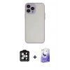 MARSİLYAN™- iPhone 15 Pro Max Kılıf Ahenk Çizgi Serisi - Siyah Bilvis 5in1 5D Magic Hayalet Cam Ekran Koruyucu + PVD Metal Kamera Lens - TU
