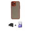 MARSİLYAN™- iPhone 15 Pro Max Kılıf Ahenk Çizgi Serisi - Siyah Bilvis 5in1 5D Magic Hayalet Cam Ekran Koruyucu + Raze Metal Kamera Lens - TMGI
