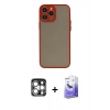 MARSİLYAN™- iPhone 15 Pro Max Kılıf Ahenk Çizgi Serisi - Siyah Bilvis 5in1 5D Magic Hayalet Cam Ekran Koruyucu + PVD Metal Kamera Lens - GS